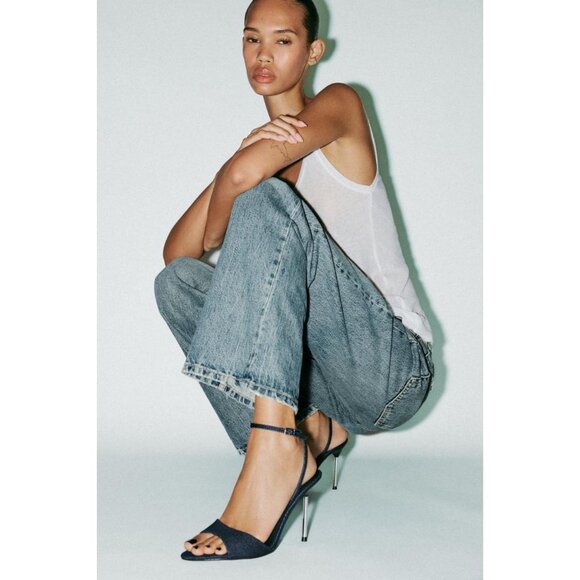 ZARA HIGH-HEELED DENIM SANDALS - Picture 2 of 6